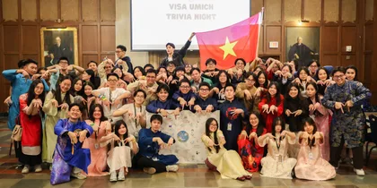 A group in Vietnamese traditional dress.